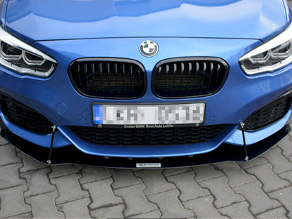Maxton Design V.1 Front Splitter, Bumper Lip, Chin Spoiler for BMW 1 Series F20/F21 M Sport LCI (Facelift) 2015-2019 | Front Lower Valance Air Dam Front Apron Aero Lip Extension