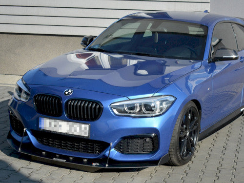 Maxton Design V2 Front Racing Splitter for BMW 1 Series F20/F21 M Sport LCI Facelift 2015-2019 Front Lip Spoiler Bumper Lip (Fits M135i M140i)