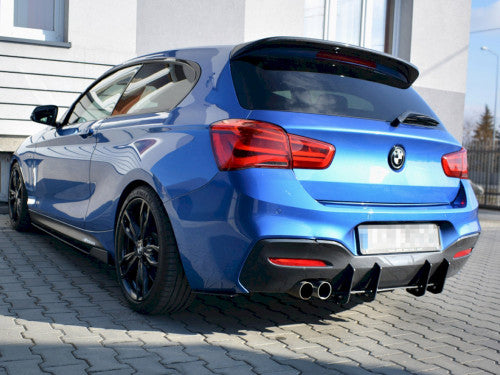 Maxton Design V1 Rear Diffuser/Valance for BMW 1 Series (1er) F20/F21 LCI M Sport (2015-2019) - ABS Rear Splitter/Bumper Insert - Fits F20 5-Door & F21 3-Door Hatchback - Performance Rear Lip Bumper Trim