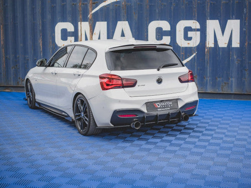 Maxton Design V3 Rear Diffuser / Splitter Valance for BMW 1 Series M140i F20 F21 (2016-2019) - Rear Bumper Lower Insert with Fins - M Performance Style Body Kit - 10mm ABS Matte/Matt Black