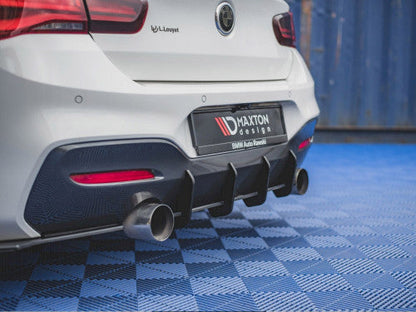 Maxton Design V3 Rear Diffuser / Splitter Valance for BMW 1 Series M140i F20 F21 (2016-2019) - Rear Bumper Lower Insert with Fins - M Performance Style Body Kit - 10mm ABS Matte/Matt Black