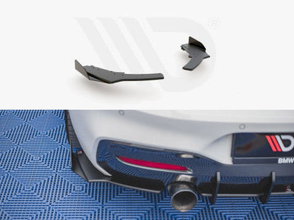 Maxton Design Rear Corner Splitters V2 (Rear Spats) for BMW 1 Series F20 M140i LCI 2017-2019 – Gloss Black Accent Blades/Gloss Flaps – 10mm Thick ABS – Rear Bumper Extensions, Valance Extensions, Rear Arch Spats – Performance Aero