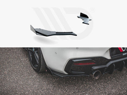 Maxton Design Racing Durability V3 Rear Side Splitters/Spats with Gloss Flaps for BMW 1 Series F20 M140i Hatchback 2017-2019 LCI - Black 10mm ABS Rear Bumper Extensions/Valance Side Blades Diffuser Fins (Pair) BM-1-F20F-M-RS1