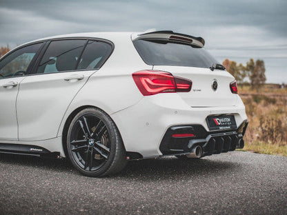 Maxton Design Racing Durability V3 Rear Side Splitters/Spats with Gloss Flaps for BMW 1 Series F20 M140i Hatchback 2017-2019 LCI - Black 10mm ABS Rear Bumper Extensions/Valance Side Blades Diffuser Fins (Pair) BM-1-F20F-M-RS1