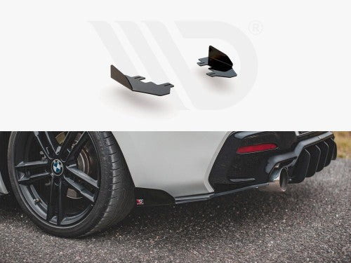 Maxton Design Gloss Black Rear Corner Splitters / Spats / Bumper Side Extensions (Winglets/Canards) for BMW 1 Series F20 LCI M Sport M-Pack Hatchback 2015–2019 & M140i 2017–2019