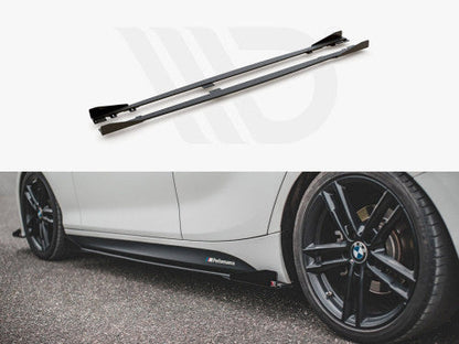 Maxton Design RD V2 Side Skirts / Splitters / Rocker Sill Extensions (+ Gloss Flaps/Winglets) for BMW 1 Series F20 5dr Hatchback M135i M140i M Sport 2011-2019 - Black 10mm ABS | Side Blades Diffusers M Performance Style