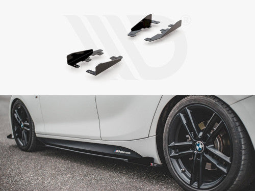 Maxton Design Gloss Black Side Skirt Extensions / Side Blades for BMW 1 Series F20 5-Door 2011-2019 M Sport/M Pack M135i M140i - Rocker Panel Sill Splitters, M Performance Style