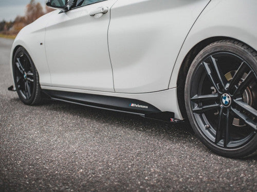 Maxton Design Gloss Black Side Skirt Extensions / Side Blades for BMW 1 Series F20 5-Door 2011-2019 M Sport/M Pack M135i M140i - Rocker Panel Sill Splitters, M Performance Style