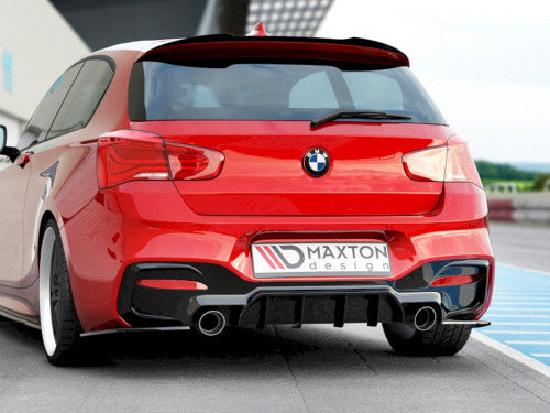 Maxton Design Gloss Piano Black Rear Diffuser/Valance for BMW 1 Series F20 F21 LCI Facelift (2015-2019) M Sport/M Package Hatchback - Rear Bumper Lower Diffuser, Apron Insert Trim, Rear Lip, OEM+ Styling