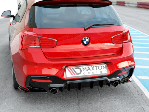 Maxton Design Gloss Piano Black Rear Diffuser/Valance for BMW 1 Series F20 F21 LCI Facelift (2015-2019) M Sport/M Package Hatchback - Rear Bumper Lower Diffuser, Apron Insert Trim, Rear Lip, OEM+ Styling