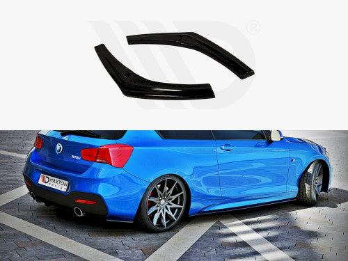 Maxton Design Gloss Black Rear Side Splitters, Rear Spats & Corner Extensions for BMW 1 Series F20 F21 LCI Facelift (2015-2019) M Sport/M140i – Piano Black Rear Bumper Aero Blades Trim, Diffuser Side Fins, Rear Valance Extensions