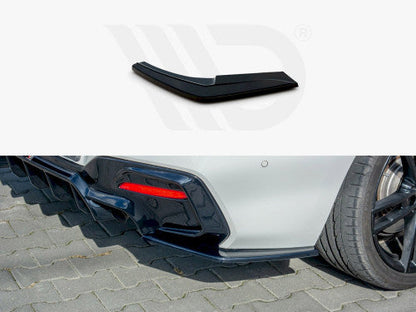 Maxton Design Gloss/Piano Black Rear Side Splitters / Spats for BMW 1 Series F20 LCI Facelift M Sport 2015-2019 - Rear Bumper Corner Extensions, Valance Extensions, Diffuser Fins - ABS Aero Styling Kit (BM-1-F20F-M-RS1)