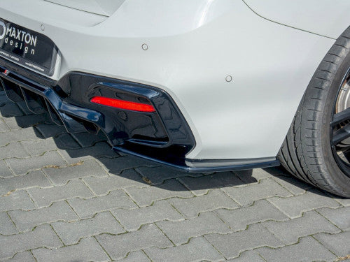 Maxton Design Gloss/Piano Black Rear Side Splitters / Spats for BMW 1 Series F20 LCI Facelift M Sport 2015-2019 - Rear Bumper Corner Extensions, Valance Extensions, Diffuser Fins - ABS Aero Styling Kit (BM-1-F20F-M-RS1)