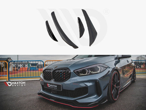 Maxton Design Front Bumper Canards / Dive Planes (Aero Winglets, Fins, Bumper Wings) for BMW 1 Series F40 2019+ M Sport / M‑Pack & M135i xDrive | 1er Corner Wings Bodykit Upgrade