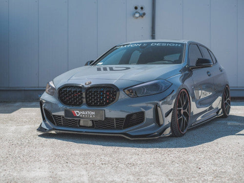 Maxton Design V.5 Gloss/Piano Black Front Splitter, Front Lip & Chin Spoiler for BMW 1 Series F40 M135i & M Sport (2019-on) - ABS Lower Bumper Valance/Front Apron, Front Bumper Extension, OEM Fit, Fitting Kit Included