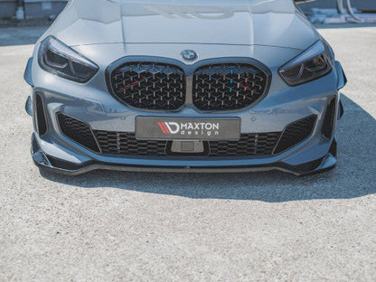 Maxton Design V.5 Gloss/Piano Black Front Splitter, Front Lip & Chin Spoiler for BMW 1 Series F40 M135i & M Sport (2019-on) - ABS Lower Bumper Valance/Front Apron, Front Bumper Extension, OEM Fit, Fitting Kit Included