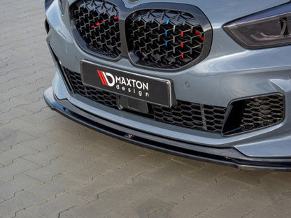 Maxton Design Gloss Black Front Lip Spoiler Splitter V1 for BMW 1 Series F40 (2019+) M135i xDrive & M Sport Bumper - ABS Front Bumper Lip/Chin Spoiler/Lower Valance Lip Extension Aero Body Kit Styling