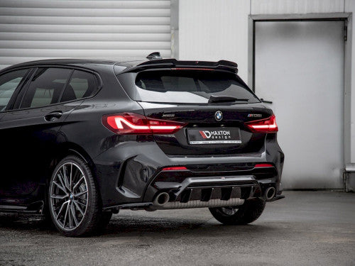 Maxton Design V1 Gloss Black Rear Diffuser/Lip & Lower Valance for BMW M135i xDrive F40 & 1 Series F40 M Sport (2019+) - Piano Black Rear Bumper Insert, Splitter, Skirt, Apron, Rear Lower Trim - OEM+ ABS Styling