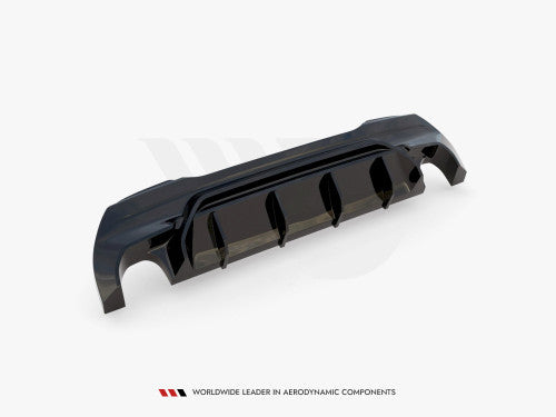 Maxton Design V1 Gloss Black Rear Diffuser/Lip & Lower Valance for BMW M135i xDrive F40 & 1 Series F40 M Sport (2019+) - Piano Black Rear Bumper Insert, Splitter, Skirt, Apron, Rear Lower Trim - OEM+ ABS Styling
