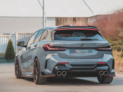 Maxton Design V2 Rear Bumper Diffuser Valance/Lip Splitter – Gloss Black (Piano Black) – BMW 1 Series F40 M Sport (M‑Pack) & M135i/M135i xDrive 2019‑on – Twin Exit Lower Bumper Insert/Rear Apron – ABS OEM+