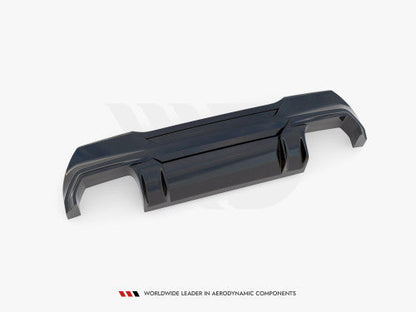 Maxton Design V2 Rear Bumper Diffuser Valance/Lip Splitter – Gloss Black (Piano Black) – BMW 1 Series F40 M Sport (M‑Pack) & M135i/M135i xDrive 2019‑on – Twin Exit Lower Bumper Insert/Rear Apron – ABS OEM+