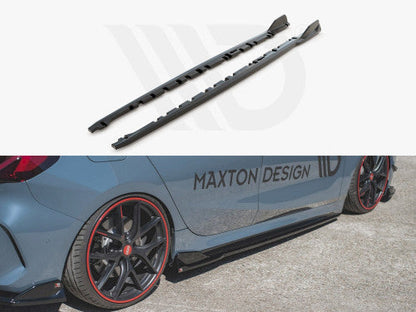 BMW 1 Series F40 M135i xDrive & M Sport 2019-2025 Maxton Design V3 Gloss Black (Piano Black) Side Skirts/Extensions (Diffusers) | Side Splitters Sill/Rocker Extensions ABS