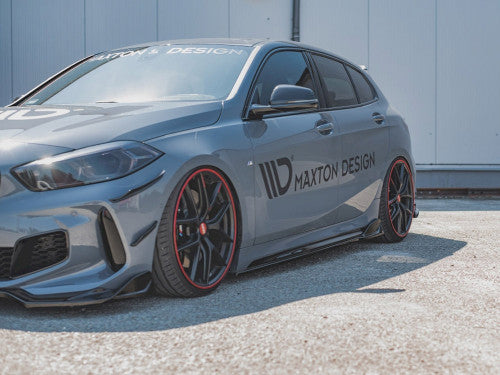 BMW 1 Series F40 M135i xDrive & M Sport 2019-2025 Maxton Design V3 Gloss Black (Piano Black) Side Skirts/Extensions (Diffusers) | Side Splitters Sill/Rocker Extensions ABS