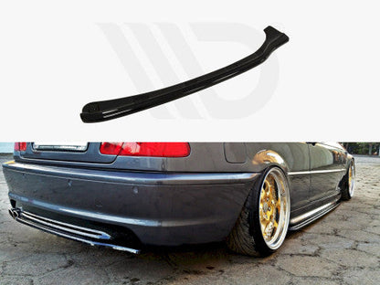 Maxton Design Gloss Piano Black Centre Rear Lower Lip/Splitter Diffuser for BMW 3 Series E46 Coupe 1999-2003 M Sport M Tech M Aerodynamics | Bumper Extension Valance Under Spoiler Skirt | ABS | No Fins/Vertical Bars