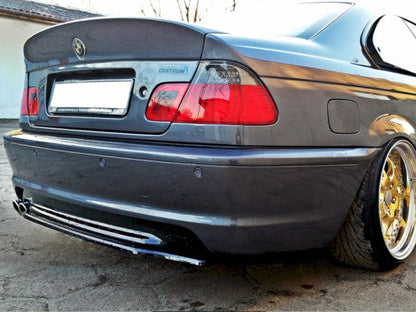 Maxton Design Gloss Piano Black Centre Rear Lower Lip/Splitter Diffuser for BMW 3 Series E46 Coupe 1999-2003 M Sport M Tech M Aerodynamics | Bumper Extension Valance Under Spoiler Skirt | ABS | No Fins/Vertical Bars