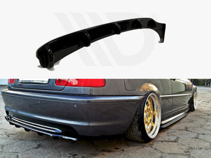 Maxton Design Gloss Black Central Rear Splitter with Vertical Bars for BMW E46 3 Series Coupe M Sport/M Pack 1999-2003 (Rear Diffuser Lip)