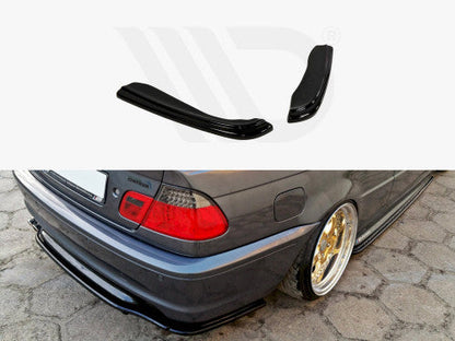 Maxton Design Gloss Black Rear Corner Spats / Rear Side Splitters (Bumper Corner Extensions) for BMW 3 Series E46 Coupe 1999-2003 M Sport/M Tech