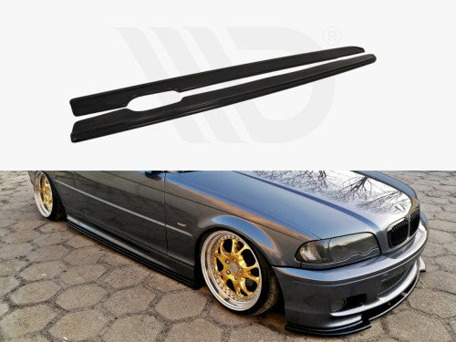 Maxton Design Piano Gloss Black Side Skirts, Sill Extensions, Rocker Panel Splitter Blades (Ground Effects) for BMW 3 Series E46 Coupe 2-Door 1999-2003 M Sport / M-Technic / M Pack / M Paket