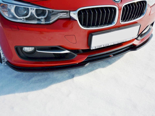 Maxton Design V1 Front Splitter Gloss Piano Black ABS for BMW 3 Series F30 Saloon/Sedan 2012-2014 (Pre-LCI) Standard/Non M Sport Bumper - Front Lower Lip, Chin Spoiler, Bumper Extension, Air Dam, Valance Upgrade