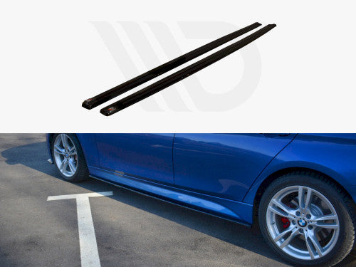 Maxton Design High Gloss Black Side Skirts, Sill Extensions & Side Splitters for BMW 3 Series F30 LCI Facelift M Sport Saloon (Sedan) 2015-2018 - Rocker Panel Side Blades / Side Lips / Lower Side Spoilers