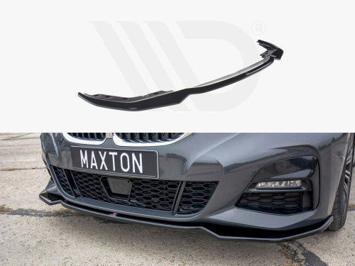 Maxton Design V2 Gloss Piano Black Front Splitter / Front Lip / Chin Spoiler for BMW 3 Series G20 M Sport (2019-2022 Pre-LCI, Pre-Facelift) ABS Front Bumper Lip Kit – Lower Valance, Air Dam, Front Apron/Aero Blade Extension