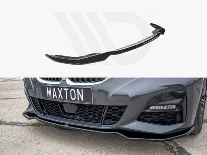 Maxton Design V2 Gloss Piano Black Front Splitter / Front Lip / Chin Spoiler for BMW 3 Series G20 M Sport (2019-2022 Pre-LCI, Pre-Facelift) ABS Front Bumper Lip Kit – Lower Valance, Air Dam, Front Apron/Aero Blade Extension