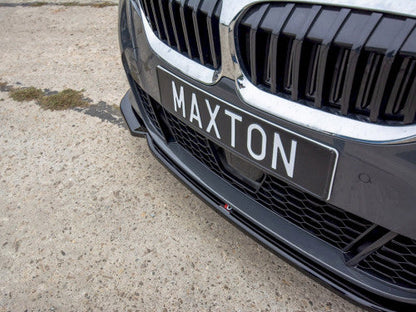 Maxton Design V2 Gloss Piano Black Front Splitter / Front Lip / Chin Spoiler for BMW 3 Series G20 M Sport (2019-2022 Pre-LCI, Pre-Facelift) ABS Front Bumper Lip Kit – Lower Valance, Air Dam, Front Apron/Aero Blade Extension