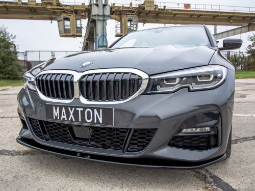 Maxton Design V.3 Gloss Black Front Splitter / Front Bumper Lip Spoiler for BMW 3 Series G20 M Sport 2019-2022
