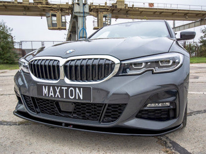 Maxton Design V.3 Gloss Black Front Splitter / Front Bumper Lip Spoiler for BMW 3 Series G20 M Sport 2019-2022