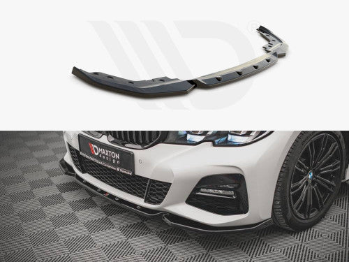 Maxton Design V5 Gloss Black Front Lip Splitter Spoiler for BMW 3 Series G20/G21 M Sport (M-Sport) 2018-2022 - Front Bumper Lip/Chin Spoiler/Air Dam - Saloon & Touring - Lower Bumper Extension/Aero Trim - Body Kit