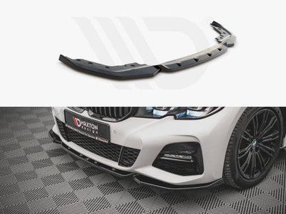 Maxton Design V5 Gloss Black Front Lip Splitter Spoiler for BMW 3 Series G20/G21 M Sport (M-Sport) 2018-2022 - Front Bumper Lip/Chin Spoiler/Air Dam - Saloon & Touring - Lower Bumper Extension/Aero Trim - Body Kit