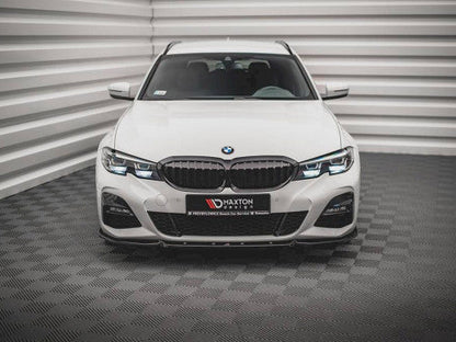 Maxton Design V5 Gloss Black Front Lip Splitter Spoiler for BMW 3 Series G20/G21 M Sport (M-Sport) 2018-2022 - Front Bumper Lip/Chin Spoiler/Air Dam - Saloon & Touring - Lower Bumper Extension/Aero Trim - Body Kit
