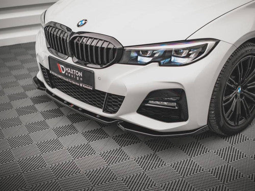 Maxton Design V5 Gloss Black Front Lip Splitter Spoiler for BMW 3 Series G20/G21 M Sport (M-Sport) 2018-2022 - Front Bumper Lip/Chin Spoiler/Air Dam - Saloon & Touring - Lower Bumper Extension/Aero Trim - Body Kit