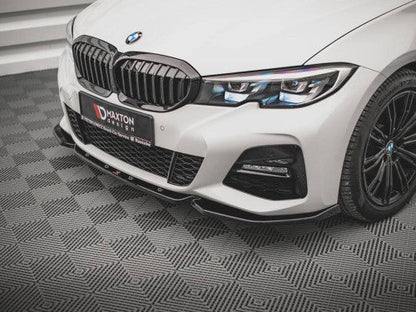 Maxton Design V5 Gloss Black Front Lip Splitter Spoiler for BMW 3 Series G20/G21 M Sport (M-Sport) 2018-2022 - Front Bumper Lip/Chin Spoiler/Air Dam - Saloon & Touring - Lower Bumper Extension/Aero Trim - Body Kit
