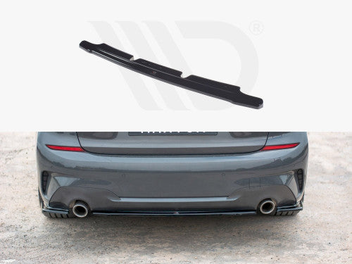 Maxton Design Rear Centre/Center Splitter, Lip Extension Gloss Piano Black (ABS) for BMW 3 Series G20 M Sport Saloon/Sedan 2019-2022 – Rear Lower Valance Trim, Diffuser Add-On, Bumper Skirt, Rear Apron Extension, Lip Spoiler