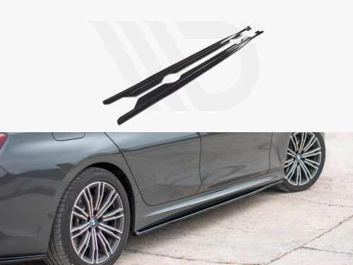 BMW 3 Series G20 M Sport 2019-2022 Side Skirt Extensions/Diffusers – Maxton Design Gloss Black ABS – Saloon/Sedan Rocker Panel Splitters, Sill Extensions, Side Blades/Lip, Aero Body Kit Skirts