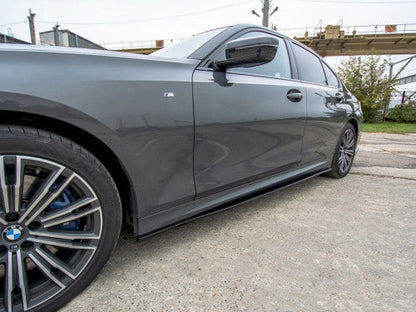 BMW 3 Series G20 M Sport 2019-2022 Side Skirt Extensions/Diffusers – Maxton Design Gloss Black ABS – Saloon/Sedan Rocker Panel Splitters, Sill Extensions, Side Blades/Lip, Aero Body Kit Skirts