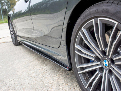BMW 3 Series G20 M Sport 2019-2022 Side Skirt Extensions/Diffusers – Maxton Design Gloss Black ABS – Saloon/Sedan Rocker Panel Splitters, Sill Extensions, Side Blades/Lip, Aero Body Kit Skirts