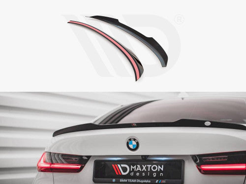 Maxton Design Gloss/Piano Black Rear Bootlid/Trunk Lip Spoiler Cap/Extension for BMW 3 Series/3er (G20) Saloon/Sedan 2018-2022 | Decklid Tail Wing | ABS Stick-On | Fits M Sport