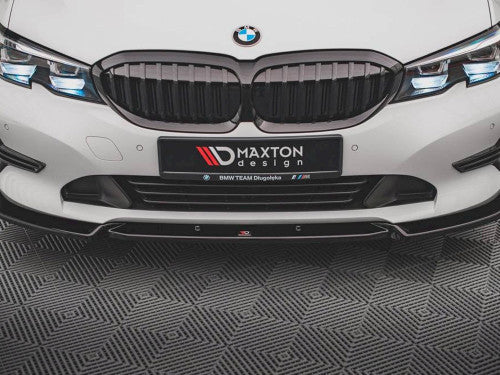 Maxton Design V1 Gloss Piano Black Front Splitter Front Lip & Chin Spoiler for BMW 3 Series G20 G21 2018-2022 Saloon/Sedan & Touring/Estate – ABS Lower Bumper Lip Valance/Front Apron Extension Front Air Dam – Fits M Sport & Standard